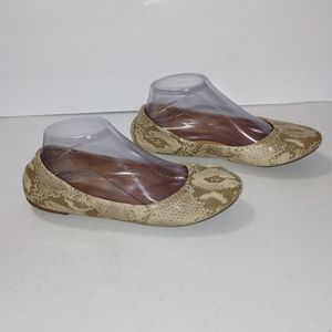 LUCKY BRAND "EMMIE" SNAKE PRINT LEATHER BALLET FLATS SZ 8.5